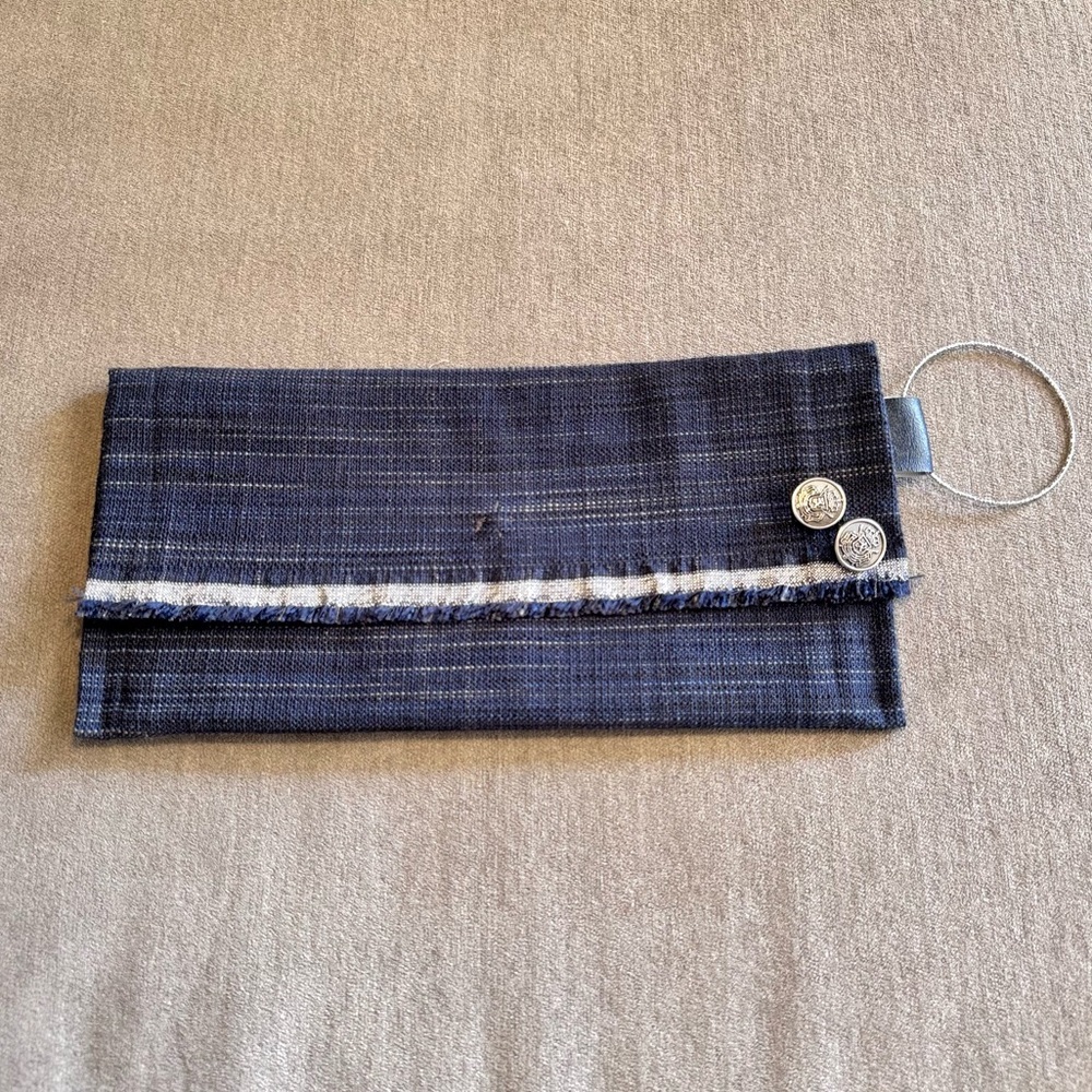 Handmade Indigo Woven Slub Envelope Clutch